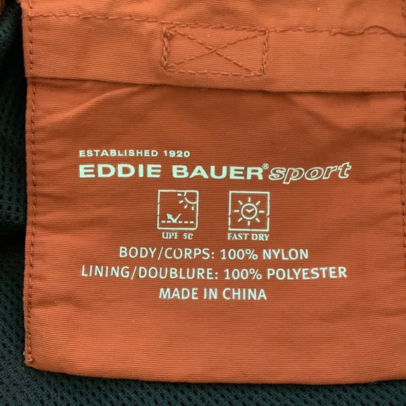 EDDIE BAUER SPORT SWIM TRUNKS ORANGE CARGO POCKET SHORTS LINED - Picture 3 of 3